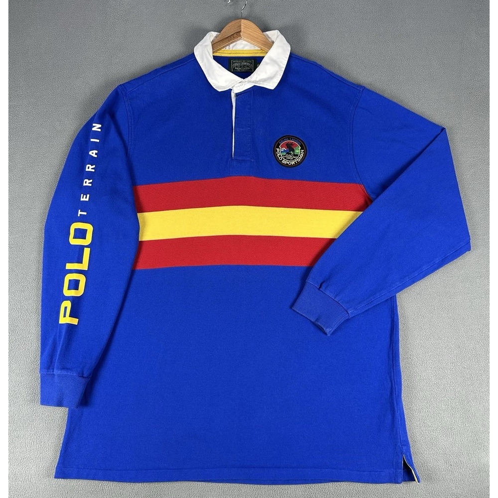Ralph Lauren Polo Country Shirt 2XLT Blue Colorblock Terrain Sportsman Rugby